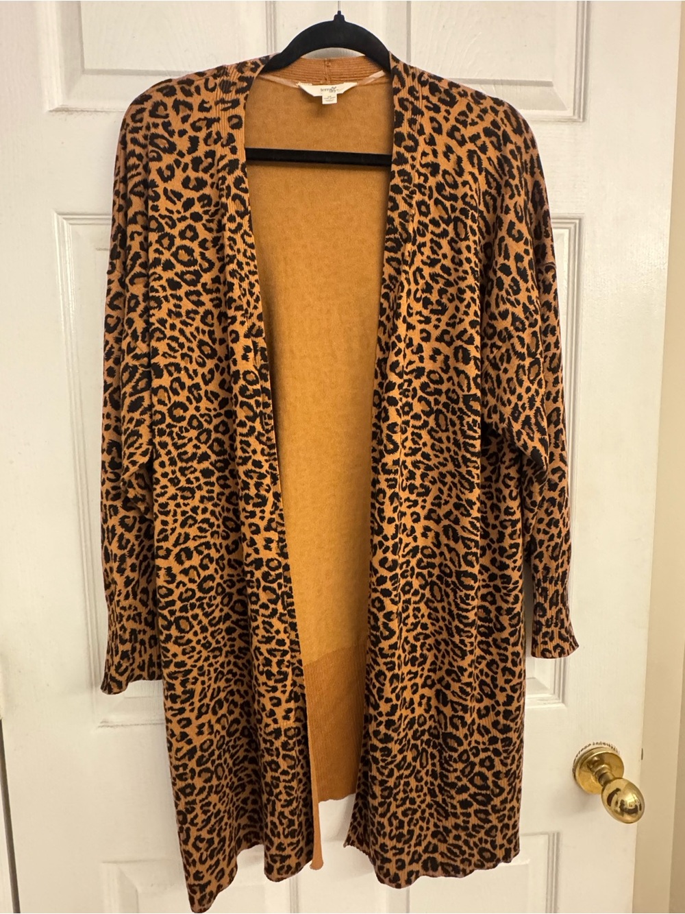 Leopard Print Open Cardigan - Camel/Black